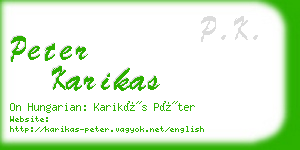 peter karikas business card